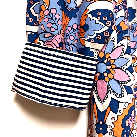 Talbots Button Down Blouse Womens Plus SZ 2XP Colorful Paisley Flip Cuff Retro - Picture 7 of 9